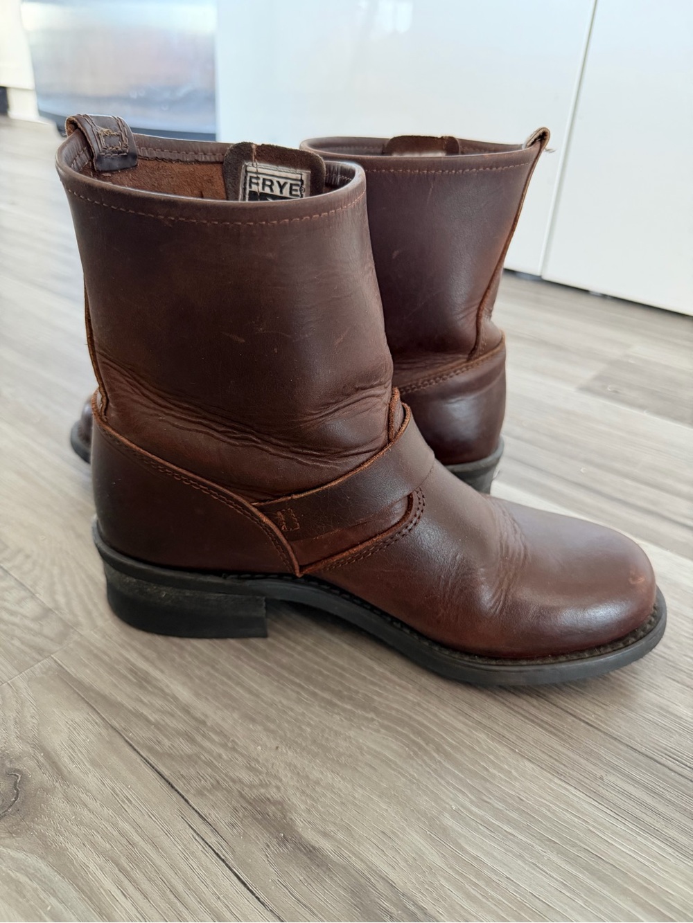 Frye Harness 8R ($458) Brown Distressed Leather Ankle Moto Boots Women Sz 8/8.5 - Picture 10 of 16